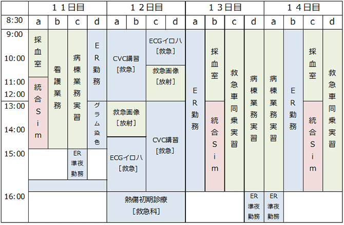 オリエンテーションスケジュール１１〜１４日目