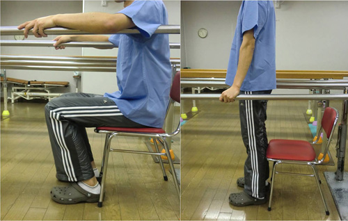 膝のストレッチ運動　/　6.膝伸ばし運動（座位）